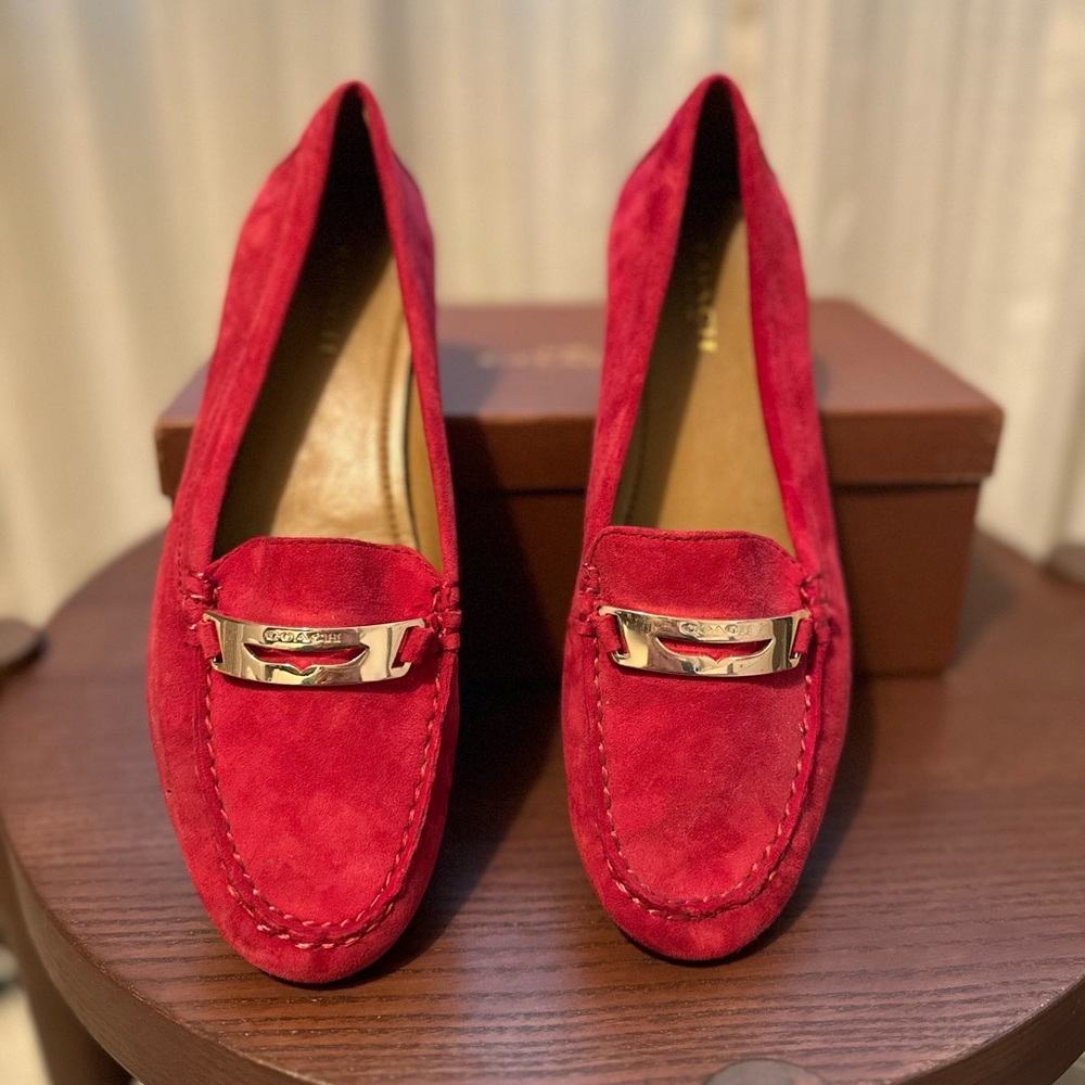 Brand new coach red suede loafer